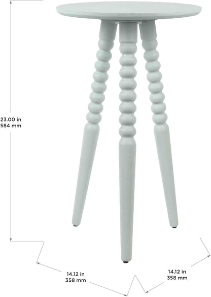 Silverwood Allison Compact Round Accent Table with Turned Legs, Ice Blue, 14" x 14" x 23"
