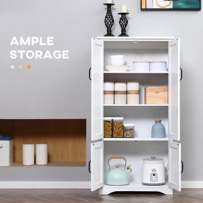Farmhouse Kitchen Pantry Cabinet, 48.5" Tall Storage Organizer, White Cupboard