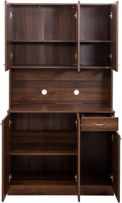 Versatile Kitchen Pantry Cabinet - 70.87" Tall Multi-Functional Storage Solution for Bed Room and Kitchen, Walnut