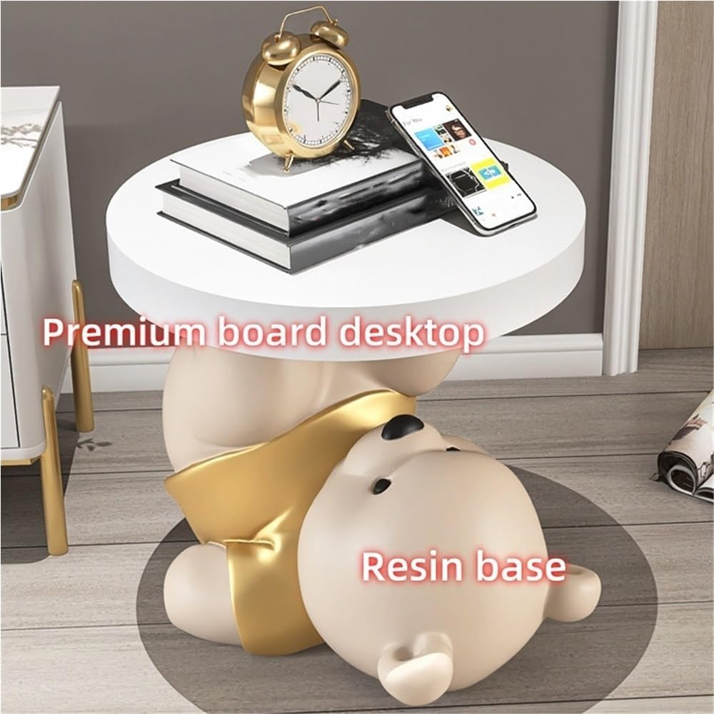 Bear Statue Side Table, Modern Sofa Table, Resin Sculpture Bedside Table, Home Decor, Cute Bedroom Decor, Accent Table for Living Room(Brown)