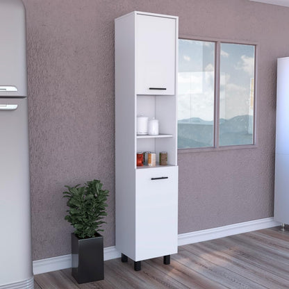 79" White Kitchen Storage Cabinet - 2 Open Shelves & 3 Internal | Pantry Organization, Dining Room