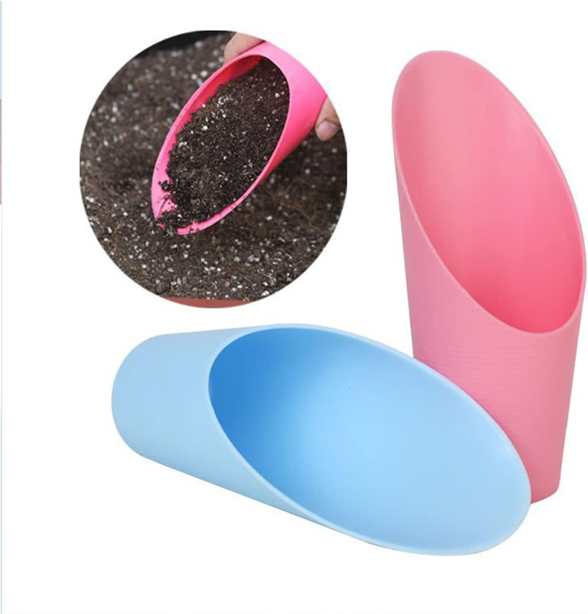 5 PCS Bonsai Soil Scoops, Plastic Garden Soil Scoops, Colorful Small Gardening Tools, Potting Scoopers, Bucket Shovel.Suitable for Flower Planting, Bonsai, Potting, Cultivation, Weeding (5-Color)