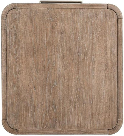 Pemberly Row 3 Piece Set, Round Rubberwood Cocktail Table with Faux Concrete Insert and 2 End Tables, Burnished Beige Finish, Satin Pewter Hardware, Storage Drawer, Living Room Furniture