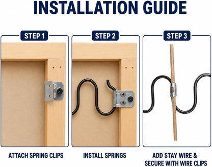 25 Inch Couch Spring Repair Kit for Sagging Sofa Cushions, Includes Springs, Stay Wire, Clips and Screws (25" 4-Pack Spring Kit)