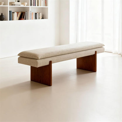 Modern White Bedroom Bench Walk-in Closet Wooden and Fabric Entryway(XS)