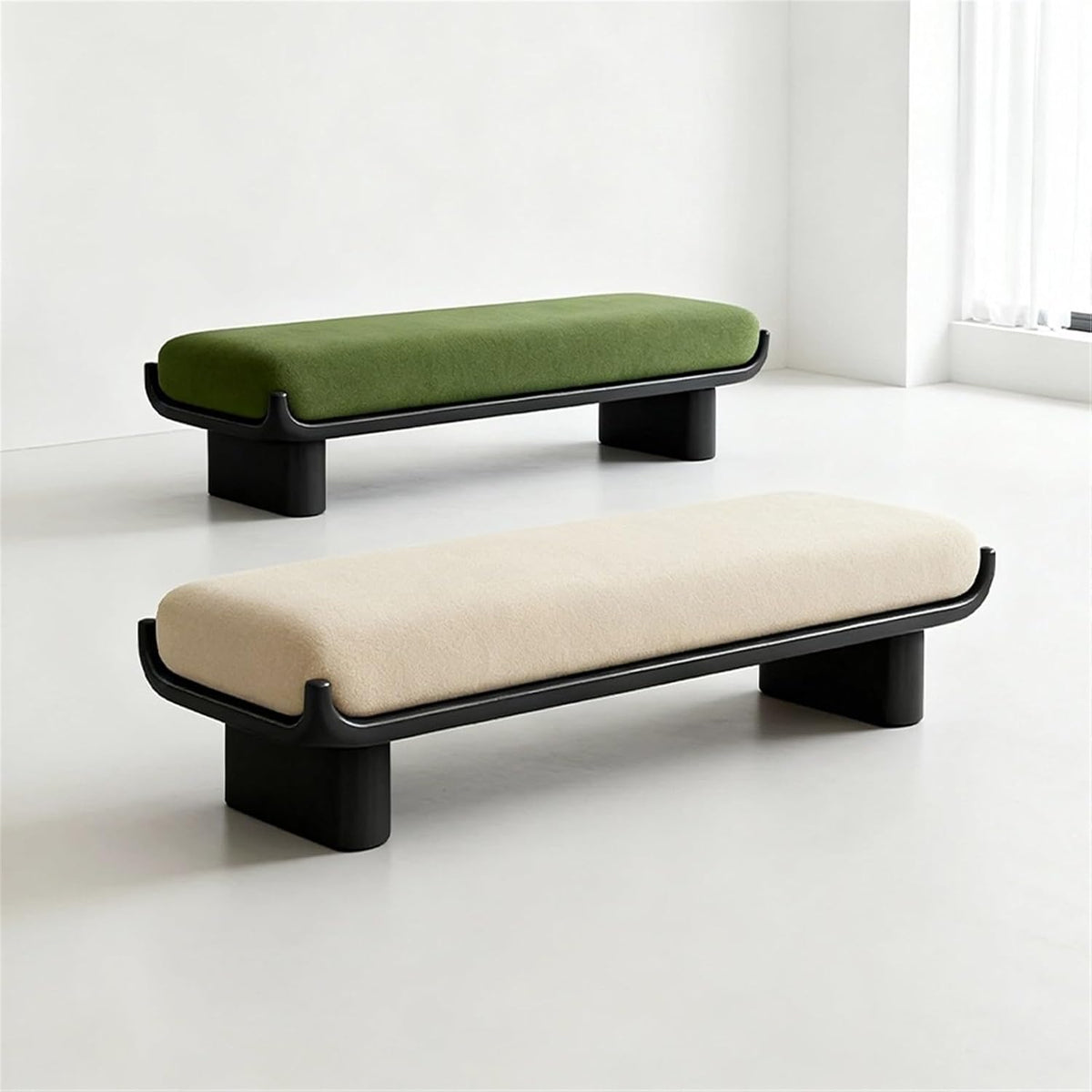 Modern Fabric Long Shoe Changing Bench for Walk-in Closet Living Room Home Use Bed end Entryway(Small)