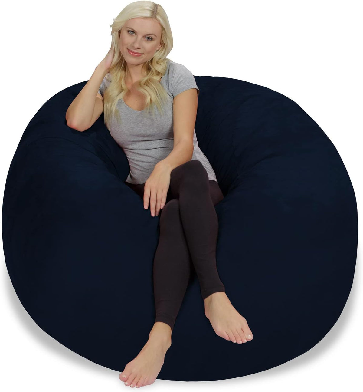 Chill Sack Bean Bag Chair: Giant 5' Memory Foam Furniture Bean Bag - Big Sofa with Soft Micro Fiber Cover - Midnight Blue
