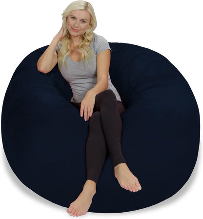 Chill Sack Bean Bag Chair: Giant 5' Memory Foam Furniture Bean Bag - Big Sofa with Soft Micro Fiber Cover - Midnight Blue