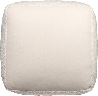 HomeRoots 18" Ivory Polyester Cube Outdoor Pouf Ottoman