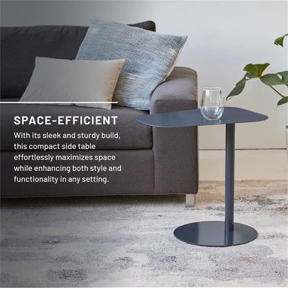 MAKLAINE Modern Metal End Table, 20 in H x 19.75 in W, Powder-Coated Steel, Vibrant Orange Finish, C-Shaped Space-Saving Design, Durable Compact Side Table for Living Room or Small Spaces