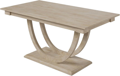 LUMISOL 6 Piece Dining Table Set for 6, Farmhouse Kitchen Dining Room Table Set with Recantgle Table and Upholstered Bench and Chairs, Light Natural
