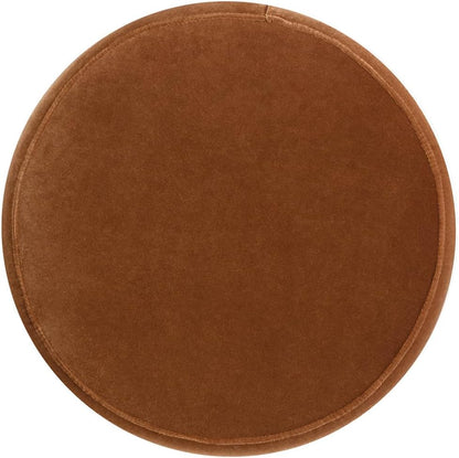 Edward Round Ottoman, Performance Velvet Ottoman, Burnt Orange Footrest with Bullion Fringe, 17.5 Inch Upholstered Seat and Accent Table for Living Room, Bedroom, Entryway