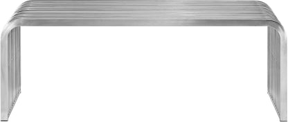 Modway Pipe Contemporary Modern Stainless Steel Metal Bench, 47"