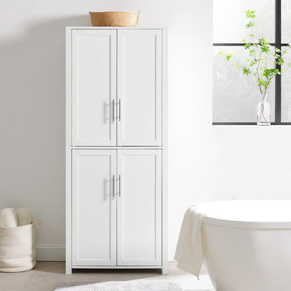 Maykoosh Tall Pantry Cabinet - White Kitchen Storage - Adjustable Shelves - 28" Wide