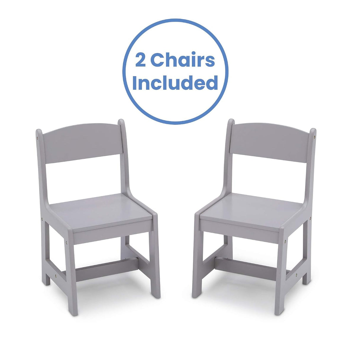 Delta Children MySize Toddler Bed, Grey + MySize Kids Wood Table and 2 Chair Set + MySize Deluxe Toy Box (Bundle)