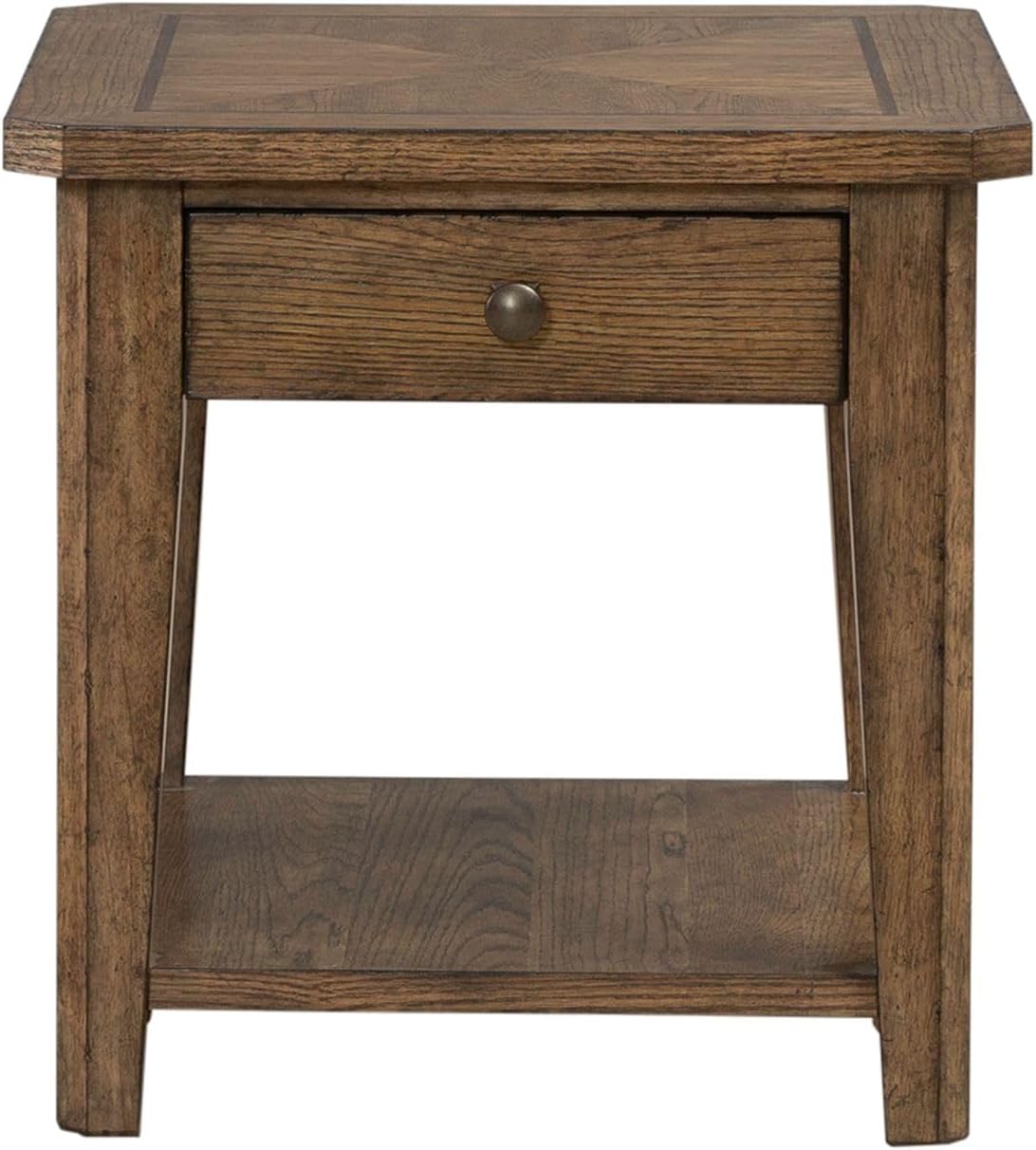 Liberty Furniture Carolina Park End Table for Living Room - Amber Brown Oak