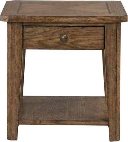 Liberty Furniture Carolina Park End Table for Living Room - Amber Brown Oak