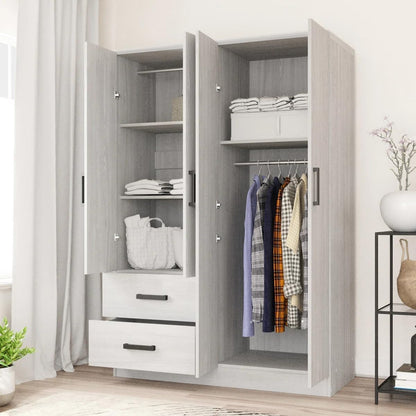 Woodpeckers Furniture And Mattress 4 Mirrored Doors Wardrobe 2 Drawers with Shelves 72 high (1 Mirror, White)