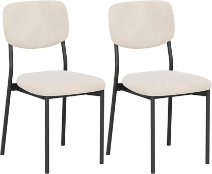 Einhomn Upholstered Dining Chairs Set, Modern Stackable Dining Room Chairs with Soft Velvet Backrest, Kitchen Chairs with Sturdy Metal Legs for Living Room, Restaurant, Set of 2,Cream Beige