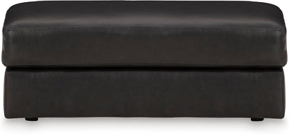 Signature Design by Ashley Amiata Black Leather and Faux Leather Ottoman, Fully Assembled Coffee Table Alternative, Rectangular Footrest Bench for Living Room, Onyx, 44" W x 24" D x 17" H