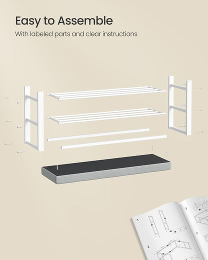 SONGMICS Shoe Bench, Storage Bench, Entryway Bench with Cushion | Shoe Shelf with Seat, Space-Saving, Modern Style, 39.4"W, Dove Gray and Cloud White ULBS579W01