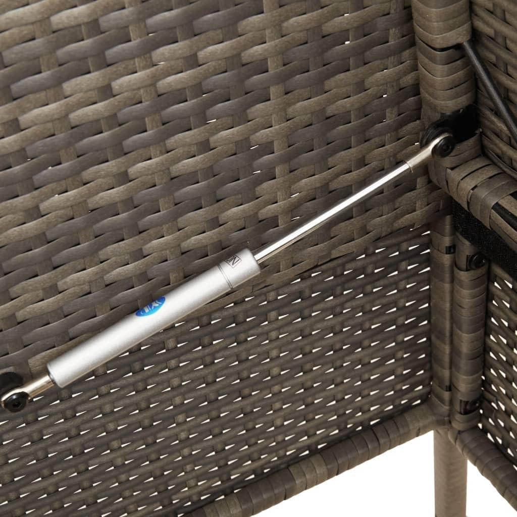 Gray Poly Rattan Patio Storage Bench with Cushion, Outdoor Seat with Waterproof Bag for Cushions and Towels