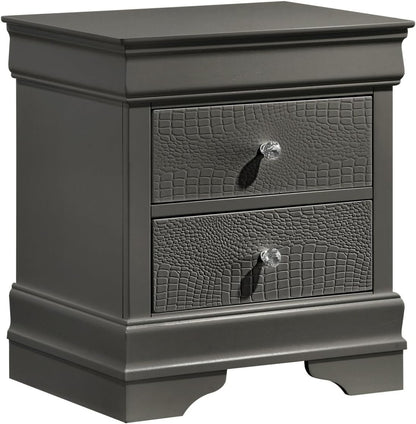 Modern Style 2-Drawer Night Stand Made with Wood in Metallic,for Small Spaces