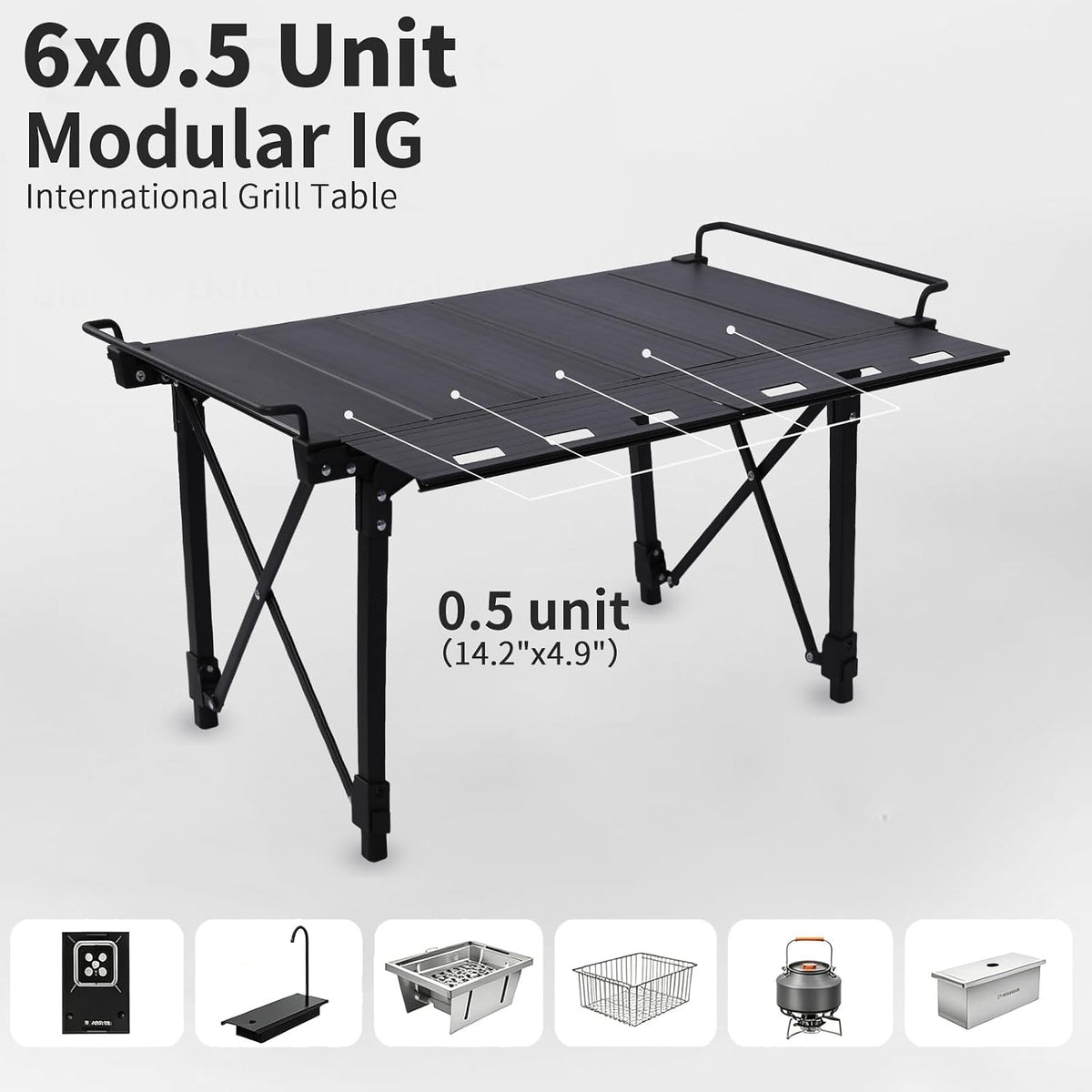 Aircity Folding Camping Table, Portable Aluminum Table, Adjustable Height | Lightweight Foldable Outdoor Table with Carry Bag for BBQ, Picnic, Beach, Travel, Camping Cooking and Outdoor Activities