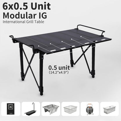 Aircity Folding Camping Table, Portable Aluminum Table, Adjustable Height | Lightweight Foldable Outdoor Table with Carry Bag for BBQ, Picnic, Beach, Travel, Camping Cooking and Outdoor Activities