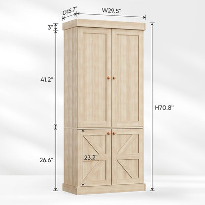 ivaniti 70.8" Tall Kitchen Pantry Cabinet with Doors, Farmhouse Modular Storage Cabinet with 4-Tier Adjustable Shelves, Large Storage Cabinet for Kitchen or Living Room, Set of 2, Brown