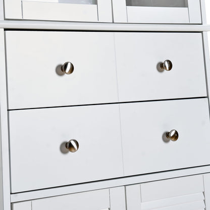 67" Tall Kitchen Pantry Cabinet with Glass Doors and Adjustable Shelves,Freestanding Kitchen Pantry Storage Cabinet with Drawer,Large Food Cupboard for Bathroom,Craft Room,Laundry Room
