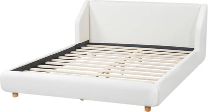 Merax Queen Size Upholstered Platform Bed Frame with Extra-Wide Wingback Headboard,Wood Legs,Sturdy Wooden Slats Low Profile for Bedroom