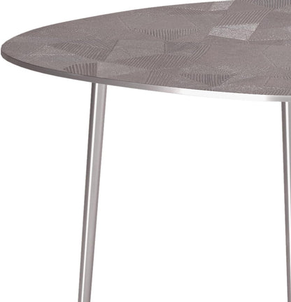 2 Pc Metal Nesting Table - Nickel with Gray, Iron, Living Room Tables | Handcrafted cast aluminum nesting tables with nickel finish