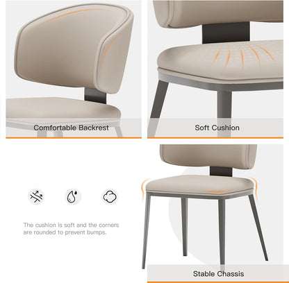 Dining Chairs Modern High Backrest Comfortable, Fashion Upholstered Kitchen Chair Armless Dinner Chair with Metal Legs for All Rooms (Light Grey, Set of 6)