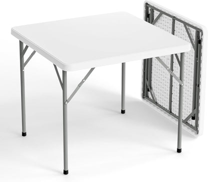 VINGLI White Card Square Table, 34 inch Foldable Legs Full Table Top, Easy to Set up and Store, Folding Portable for Game Puzzles, Gathering, Party, Dining, Indoor, Outdoor, Outside