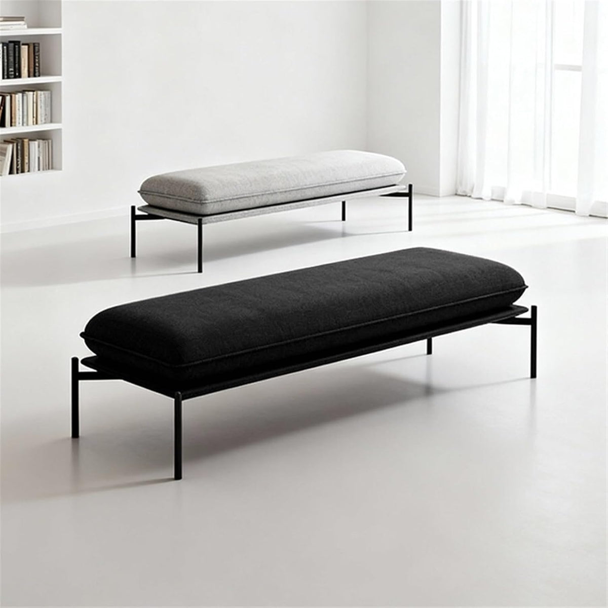 Modern Stainless Steel Bed end Bench Bedroom Rest Clothing Store Entryway(Large)