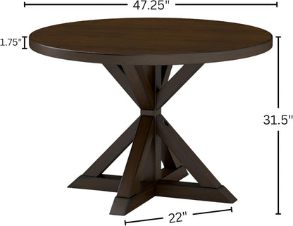 Roundhill Furniture Windvale Cross-Buck Base Dining Table, Espresso