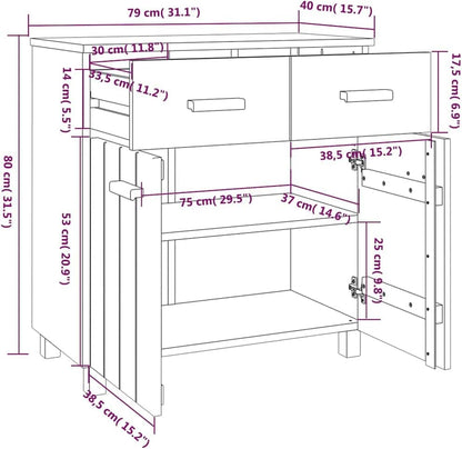 White Solid Pine Wood Sideboard with Matte Finish, 31.1 x 15.7 x 31.5 Inches, Modern Storage Cabinet for Dining Room, Spacious Drawers and Durable Construction for Home