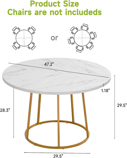 ONBRILL Round Dining Room Table, 47.24 Inch Kitchen Table for 4