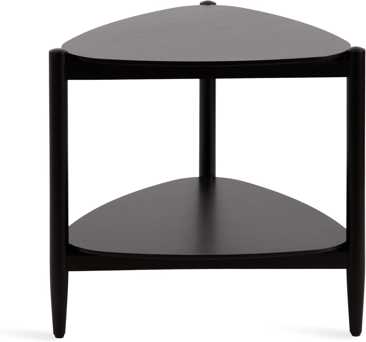 Kate and Laurel Knowlton Modern Tiered Triangle Side Table, 24 x 24 x 24, Black, Transitional Two-Tier Triangular Living Room End Table with Storage for Use as Indoor Plant Stand