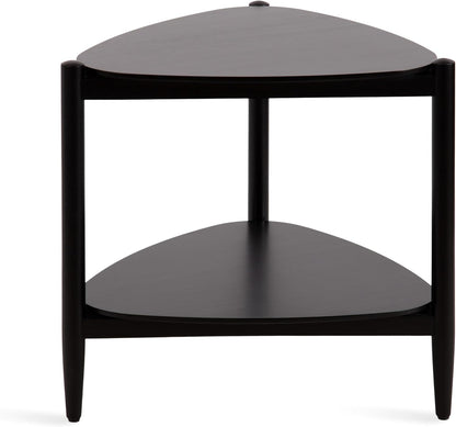 Kate and Laurel Knowlton Modern Tiered Triangle Side Table, 24 x 24 x 24, Black, Transitional Two-Tier Triangular Living Room End Table with Storage for Use as Indoor Plant Stand