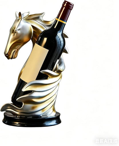 XINXUAN Wine Holder Countertop, Horse Head Wine Racks Decor for Bar Decorations for Home, Home, Shelf, Pantry Organizers and Storage, Wine Accessories for Wine Lovers, Gift (Yellow)