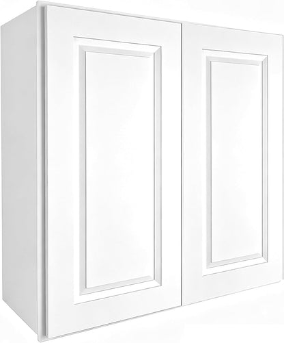 30" W x 30" H x 12" D Kitchen Wall Cabinet, White Shaker RTA Double Door Hanging Storage with Soft Close Hinges, Premium HDF & Plywood Built-in Cabinetry for Laundry Room, Bathroom & Pantry