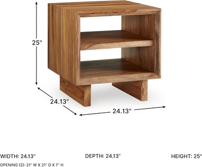 Signature Design by Ashley Dressonni Rustic End Table with 2 Open Shelves, Light Brown