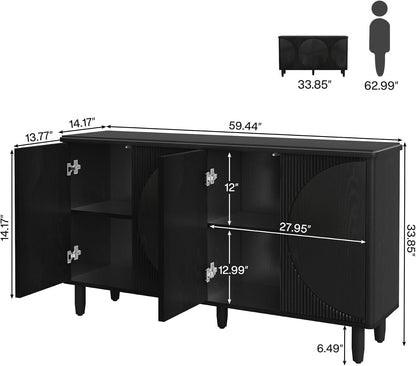 Tribesigns Buffet Cabinet Sideboard with Storage, Modern Storage Cabinet Sideboard Buffet Table with Doors for Living Room Kitchen Dining Room (Black)