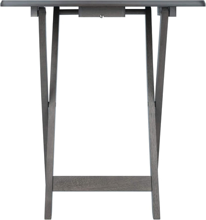 WINSOME Dorian Oversized Snack Table Set, Oyster Gray (Brown Base) (replace color may vary)., 23.62 x 15.75 x 25.51, 5pc