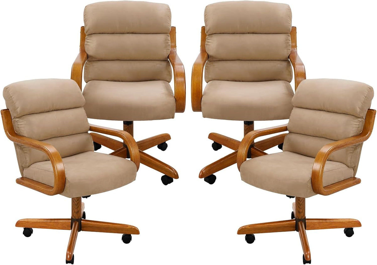 Chromcraft Douglas D9550 Swivel-Tilt Dining Chair - Chestnut - MAJ6-4pc | Casual Dining Chair Caster Ultra Comfortable Fabric Kitchen Chair with Rolling Wheels for Home Kitchen