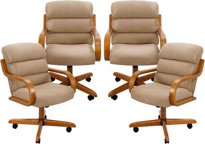 Chromcraft Douglas D9550 Swivel-Tilt Dining Chair - Chestnut - MAJ6-4pc | Casual Dining Chair Caster Ultra Comfortable Fabric Kitchen Chair with Rolling Wheels for Home Kitchen