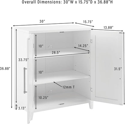 Crosley Furniture Roarke Stackable Kitchen Pantry Storage Cabinet with Doors and Shelves, Accents Cabinets, White