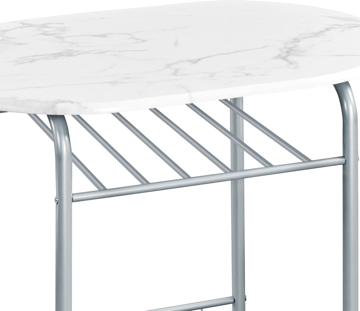 Yaheetech 3-Piece Dining Table Set, Breakfast Bistro Table Set for 2, Small Kitchen and Table Chairs Set of 2 with Metal Frame and Storage Rack for Small Space/Apartment/Dorm Room, White